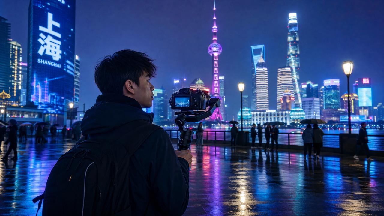 幼幼-幼幼生活传媒：夜上海魅力·城市夜景Vlog传媒分享